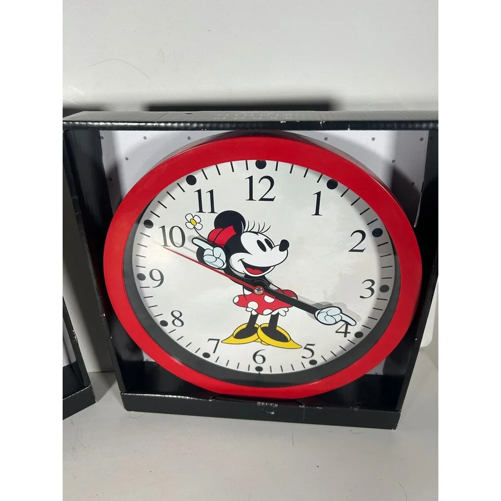 Disney Mickey and Minnie Mouse Wall Clock Set Vintage Style 10 Inch Analog NIB